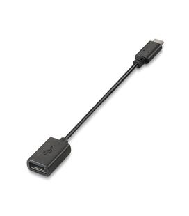 Cable USB 2.0 Aisens A107-0059/ USB Tipo-C Macho - USB Hembra/ 15cm/ Negro